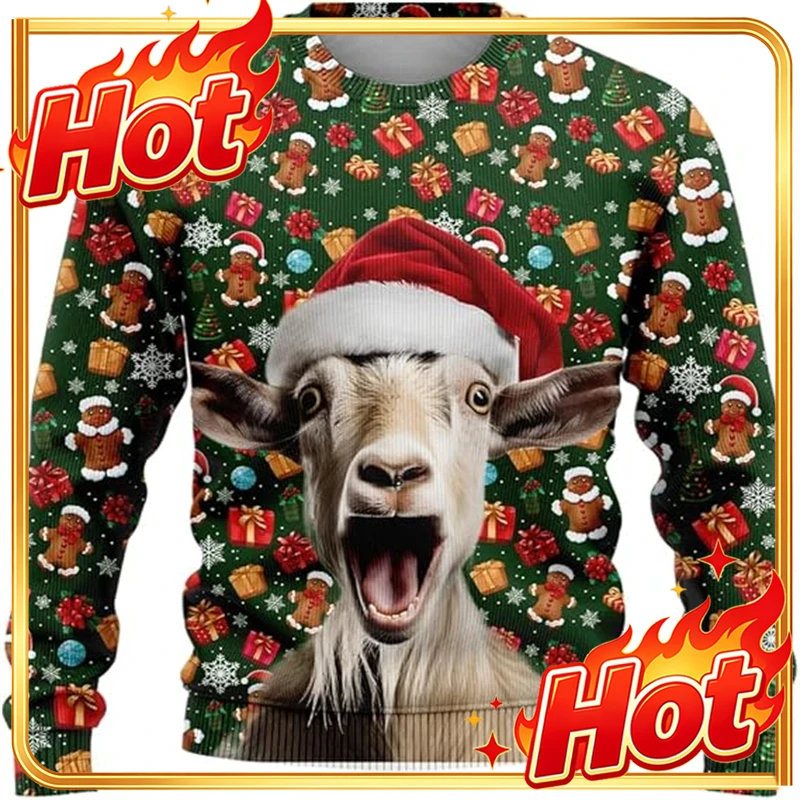 Mens Fashion Clothes - Divertido suéter navideño con estampado de