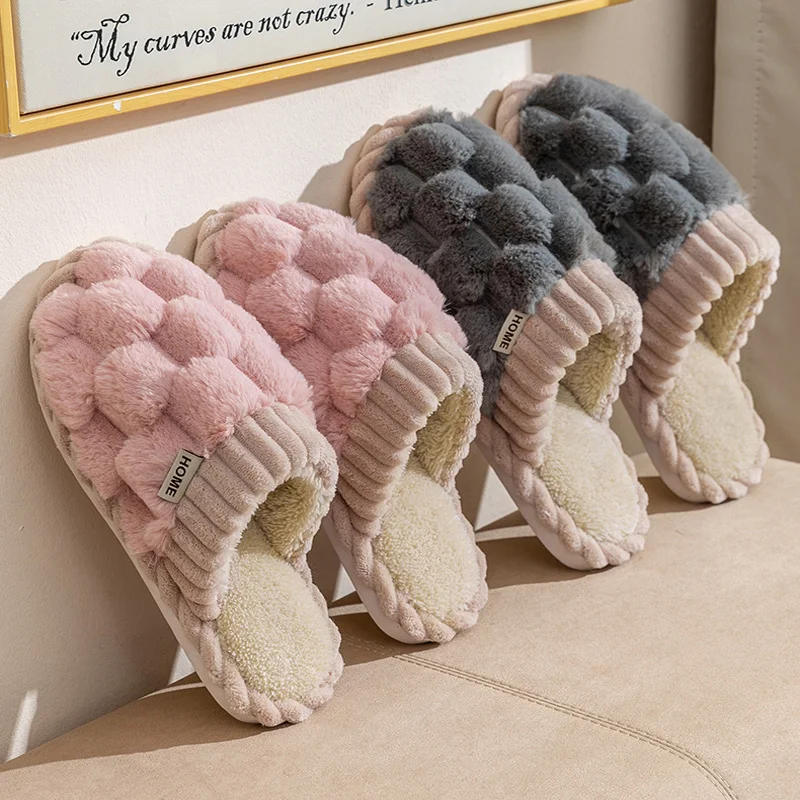 Men'S Fashion News - Pantuflas de algodón a cuadros, cálidas