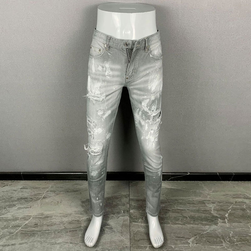 Nuevos y modernos vaqueros par - Men'S Fashion Grey Jeans reseña y precio