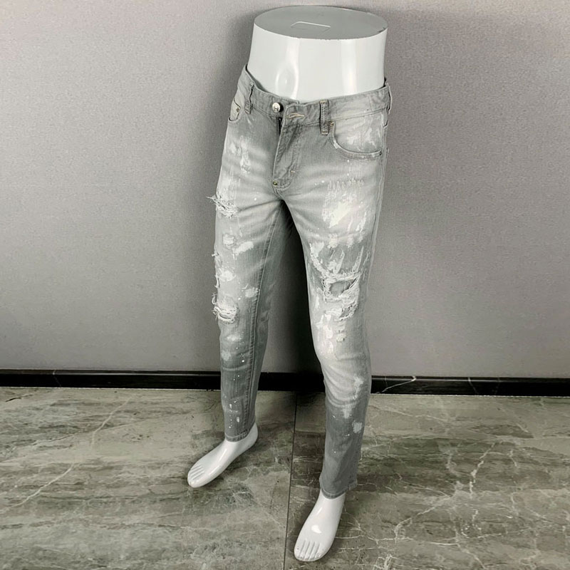 Nuevos y modernos vaqueros par - Men'S Fashion Grey Jeans reseña y precio