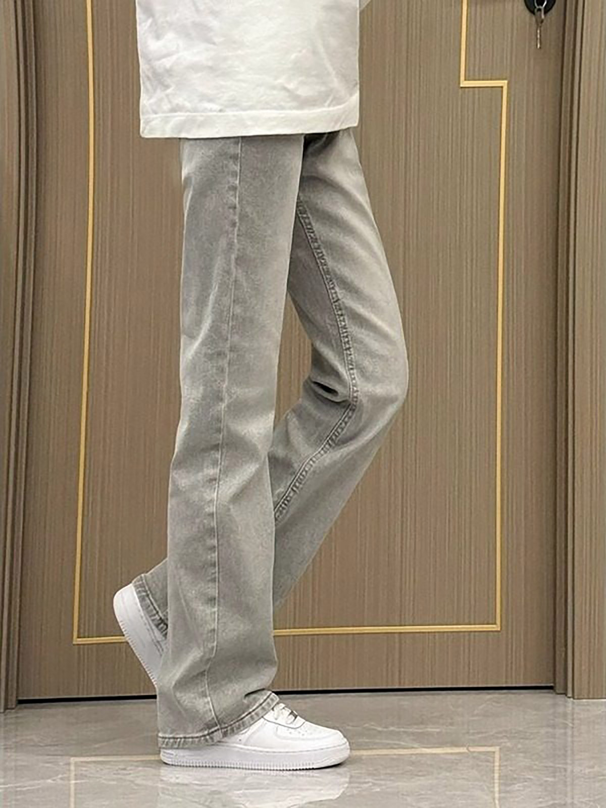 Jeans de Pierna Recta Color Gr - Men'S Fashion Grey Jeans reseña y precio