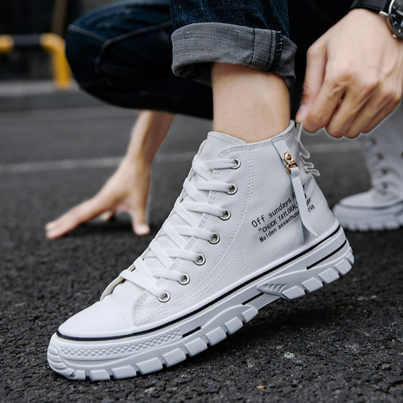 Zapatos de lona de caña alta p - Mens Fashion Trainers reseña y precio